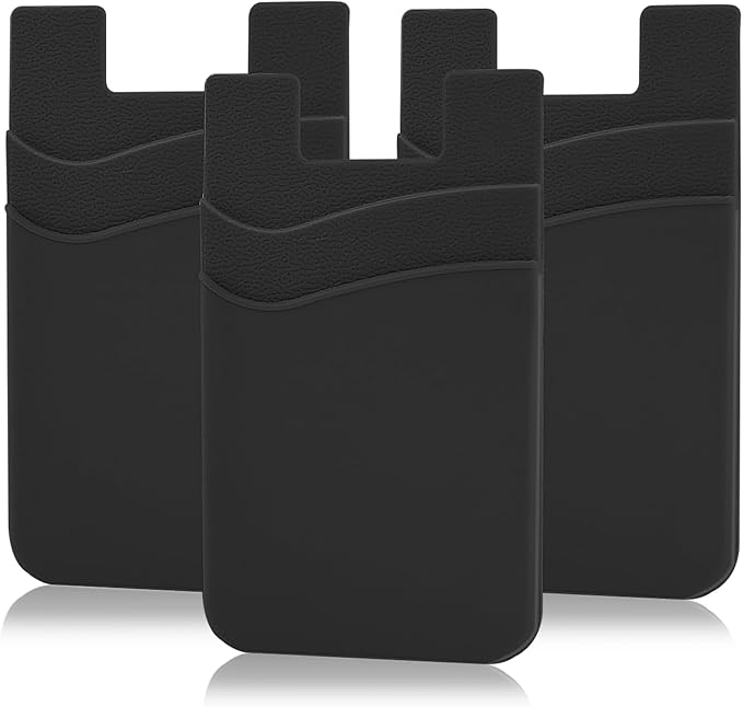 SS Phone Wallet, Phone Card Holder Stick on Credit Card Holder for Cell Phone Case Sticky Wallet for Back of Phone Suitable for iPhone Samsung Galaxy Any Smartphone 3 Pack