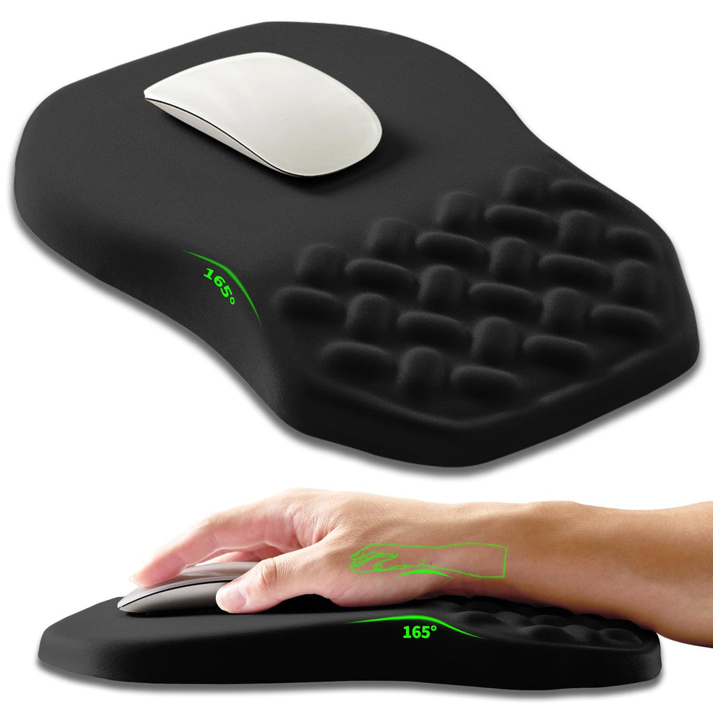 Armanza Ergonomic Slope Mouse Pad Wrist Support, Wrist Rest Mousepad for Carpal Tunnel Pain Relief with Massage Bulge and Slow Rebound Memory Foam (12x8 inch, Black)