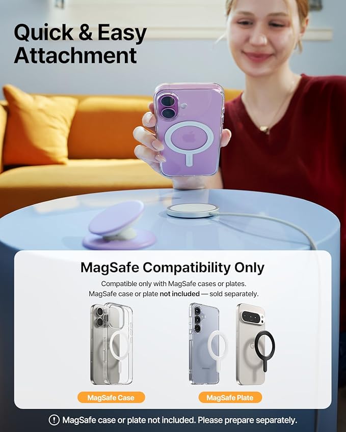 Sinjimoru for MagSafe Phone Grip, Soft Silicone Magnetic Finger Grip for iPhone 16/15/14/13/12, Comfortable One-Touch Holding, M-Tap Tok Black