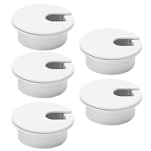 5 Pcs Desk Grommet 1-1/2" / 38 mm, Desk Cord Hole Cover, Cable Grommet ABS Plastic, Desk Hole Grommet for Home & Office Pc, Detachable Cable Cord Organizer-White
