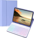 Keyboard Case for Galaxy Tab S10 Plus/S9 Plus/S9 FE Plus/S8 Plus/S7 Plus/S7 FE 12.4 Inch, 7 Color Rainbow Backlight Detachable Magnetic Keyboard Cover with S Pen Holder,Purple