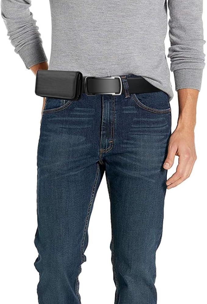 Nylon Cellphone Holster for iPhone SE (4.7"), iPhone 5, 5S - Horizontal Case Canvas Waist Carrying Pouch with Belt Clip/Loops, Black