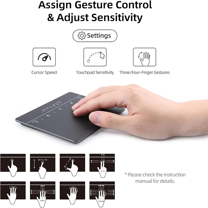 Wired & Wireless Metal Touchpad for PC Computer & Laptop, Rechargeable Trackpad Travel-Friendly Bluetooth & USB Mouse Pad for Windows 7/10/11, Black