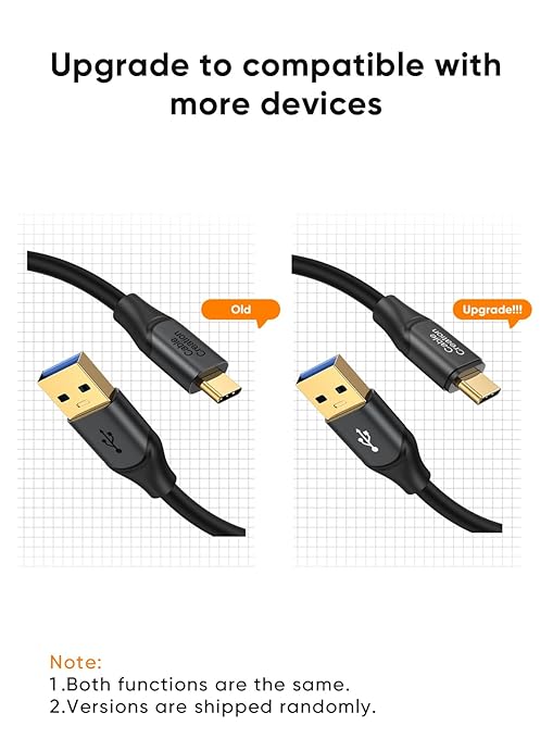 CableCreation 2-Pack USB C to USB A Cable 3.3FT, USB 3.2 Gen2 10Gbps A to C Data Cable, Android Auto Cord 3A for USB C External SSD MacBook Pro iPad, iPhone 16/15, Pixel, 1.0m Gray