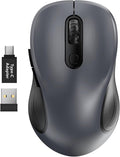 Trueque Wireless Mouse for Laptop, 2.4GHz Ergonomic Computer Mouse with Back & Forward Buttons, 3 Adjustable DPI Levels, 6 Buttons, Optical USB Cordless Mice for Windows Chromebook MacBook PC (Gray)