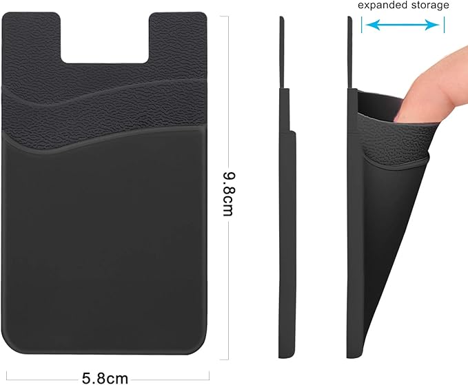 SS Phone Wallet Stick On, Adhesive Phone Card Holder Credit Card Stick on Wallet 2 Pocket Sleeve Suitable for iPhone, Samsung, Most Smartphones 6 Pack