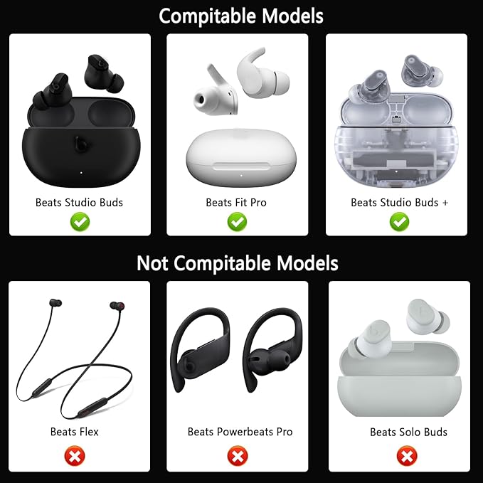 Replacement Silicone Ear Tips for Beats Fit Pro/Studio Buds/Studio Buds+ Headphone, 6 Pairs Earbuds Eartips L/M/S, Eargels Set Fit in Case, Earplug Ear Cap (Black with Pen)