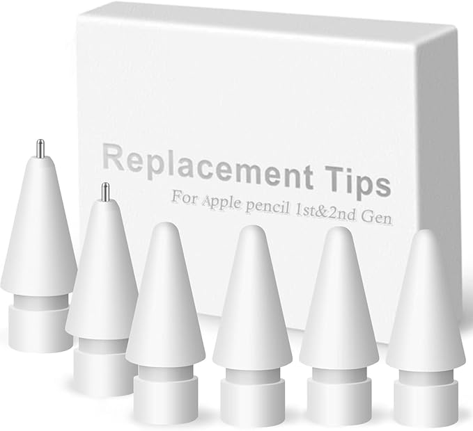 Replacement Pencil Tips for Apple Pencil 2nd Generation/ 1st Generation Tips,iPencil Tip Nibs Accessories for iPad Pro/Apple Pencil Pro/USB-C (6 Pack)