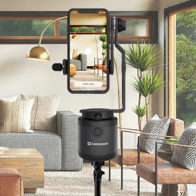 Matterport Axis Gimbal Stabilizer for Smartphone Camera - Motorized Rotating Mount for Professional 3D 360 Photo Scans Includes Portable Tripod, Remote and 12 Month Starter Kit for 3D Model Scans
