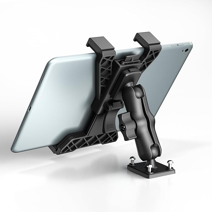 OHLPRO Heavy Duty Drill Base Tablet Holder Car Mount, iPad Mount for Truck Compatible with 7"-13" Tablets, Adjustable Angle, Sturdy Design, Ideal for Cars,Wall, Commercial Vehicles - Includes Screws