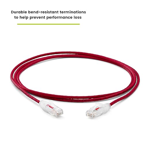 TRUECABLE Cat6 Component Rated Patch Cable, Unshielded (U/UTP), 7ft, Red, 28AWG Solid Copper, Snagless 10G High-Speed Ethernet Cable, PoE++ 4PPoE 100W, UL Listed, RoHS-3, 5 Pack
