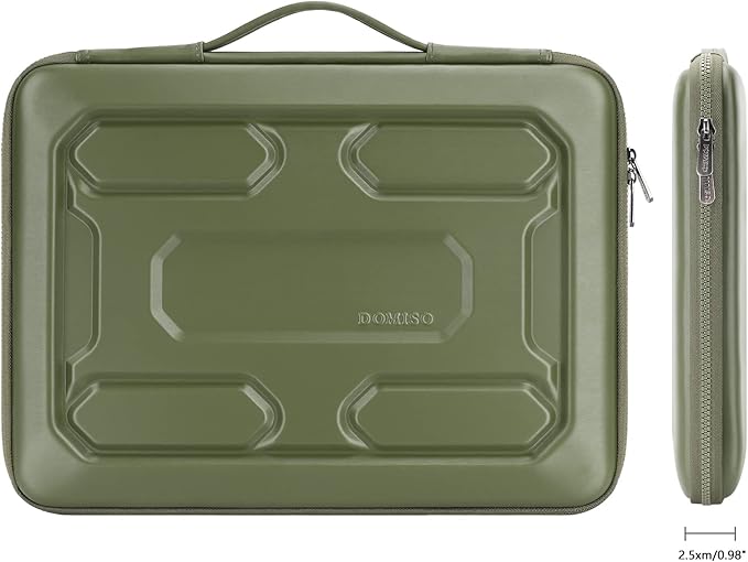 DOMISO 14 inch Laptop Sleeve with Handle Shockproof Computer Bag Waterproof EVA Protective Carrying Case for 14" ThinkPad E480/Yoga 920/13.5" Microsoft Surface Book/HP Pavilion 14 Stream 14, Green