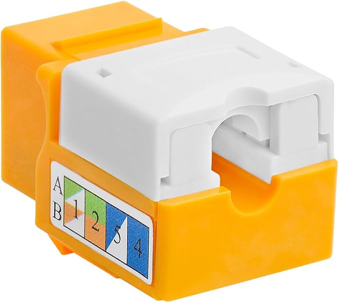 Cmple - RJ45 Keystone Jack 90 Degree Cat5e Keystone Jack Insert Punch Down RJ45 Connectors Female for Wall Plates, Patch Panels, Patch Cables, Ethernet Cables - Yellow