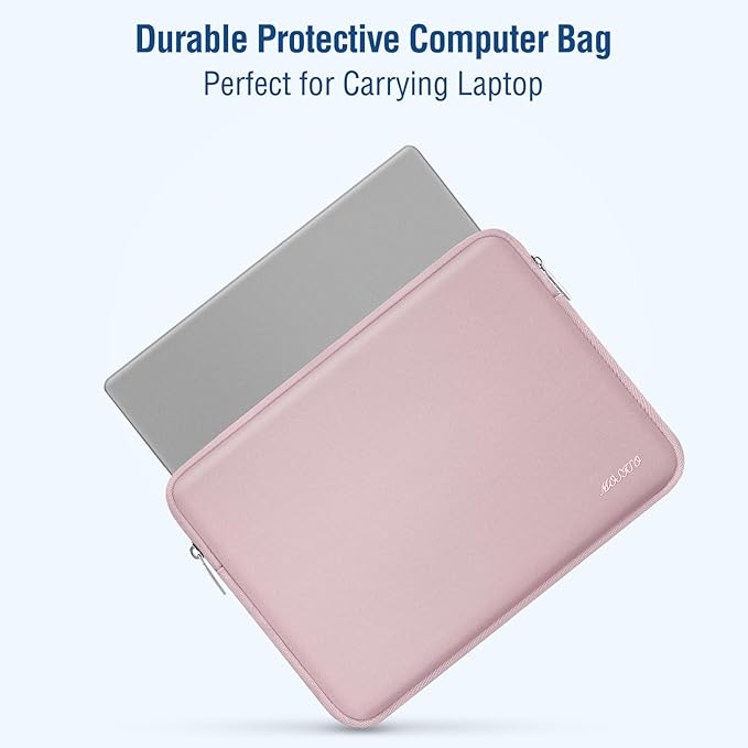 MOSISO Laptop Case 14 inch, 14 inch Laptop Sleeve Bag Compatible with HP Lenovo Dell ASUS Acer, HP Stream, Dell Latitude, Lenovo IdeaPad, Neoprene Computer Sleeve Bag with Small Case, Baby Pink