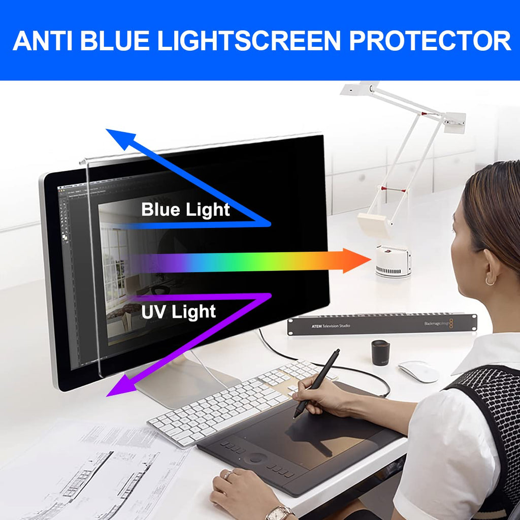 GUDTEKE Computer Privacy Screen Filter 24" Hanging Privacy Screen Protector Compatible Widescreen Computer Monitor with Aspect Ratio 16:9,Anti-Glare Privacy Screen Protector for 23.6" 23.8" Monitor