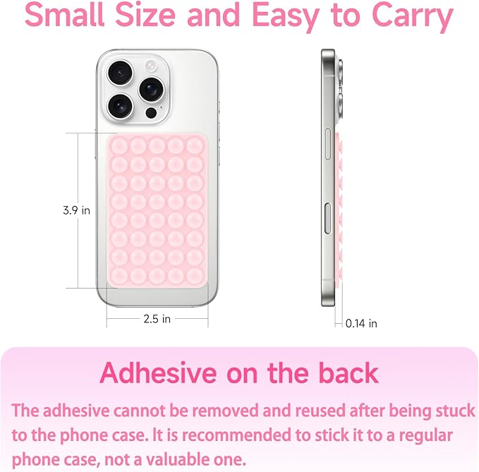 Silicone Suction Phone Case Mount, Non Slip Suction Cup Phone Mount, Phone Accessories Holder for Selfies and Videos, Silicon Adhesive Phone Stand Sticky for Cell Phone Dark Pink