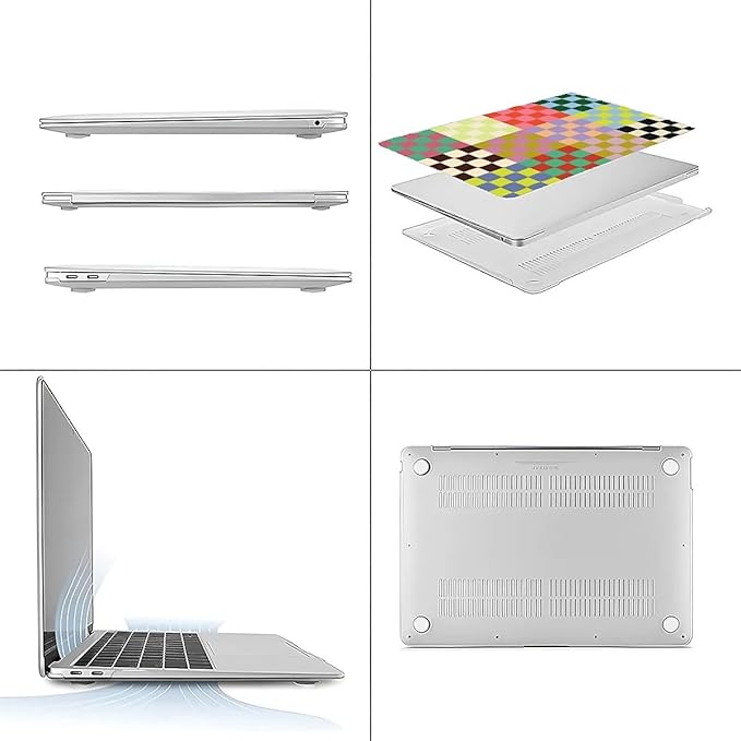 Compatible with MacBook Air 13.3 13.6 Inch Case 2022 2021 2020 2019 Plastic Hard Shell Case Cover,13.6 Air (A2681) M2 2022, Colorful Checker