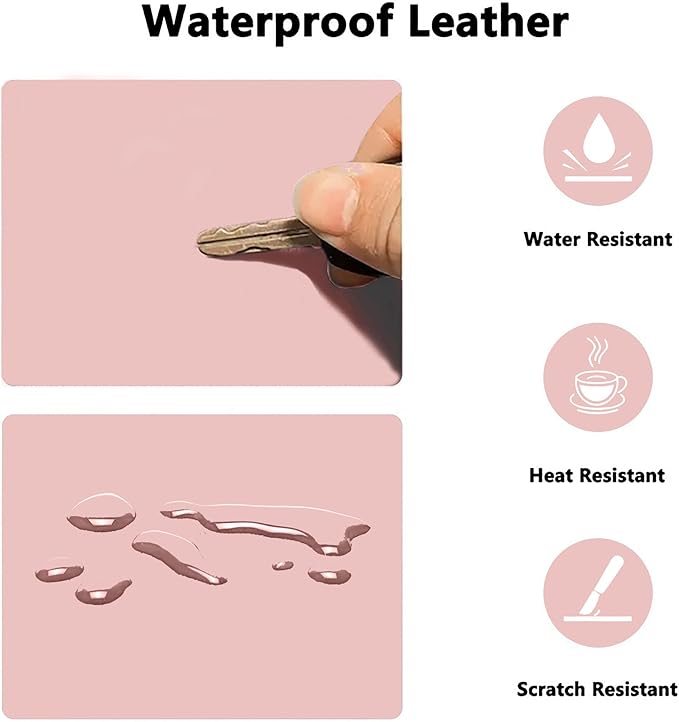 PU Leather Desk Pad Protector Gaming Mouse Pad Non Slip Desk Mat for Keyboard and Mouse Waterproof Desk Writing Pad for Office and Home Desk Accessories(Pink, 35.4 * 17.7)