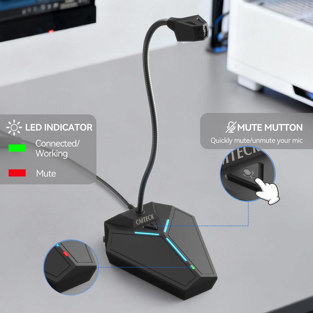 CMTECK USB Computer Microphone, Plug-and-Play, Studio-Quality for PC,Laptop