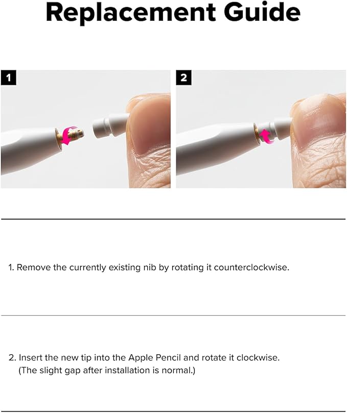 Ringke Apple Pencil Tips [3 Pack/Replacement for All Generations] Compatible with Apple Pencil Pro, 1st, 2nd Gen, USB-C Accessories, Chunky & Solid Feel Nib - 2B (Matte Light Gray)