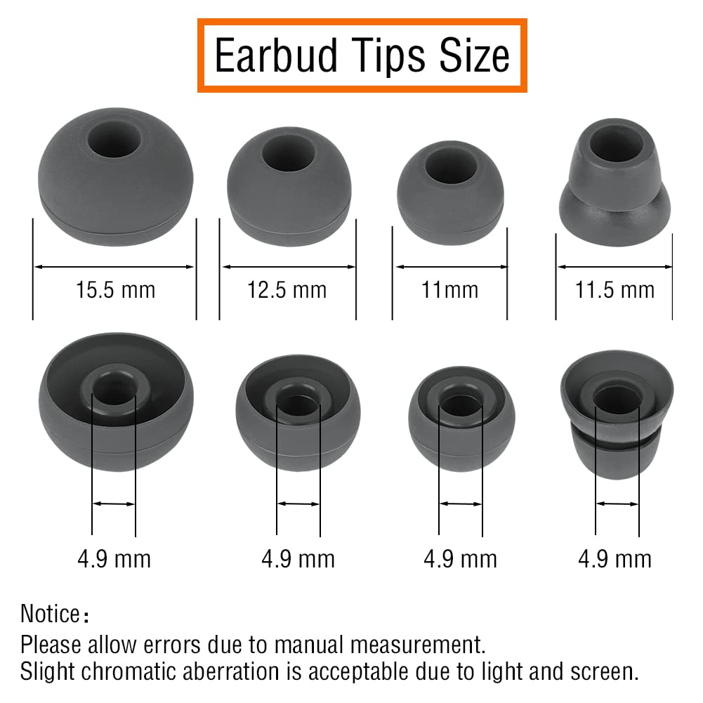 4 Pairs Silicone Ear Tips Earbuds Replacement Tips Earbuds Cap Eartips Tips Compatible with Powerbeats 1/2/3 Wireless Beats by Dre Headphones