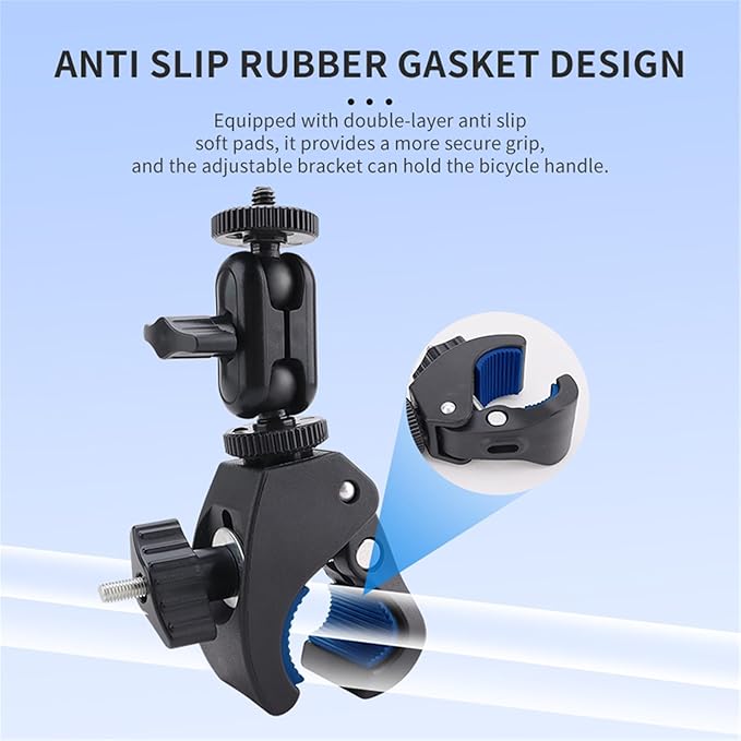 Action Camera Clamp Mount Bike Handlebar Mounts,Universal Compatible with DJI Pocket 3 /Action 5 Pro/Osomo 360, for Insta360 X5/X4 Series, Fit for Light/Other Sports Action Camera Clip Adapter Holder