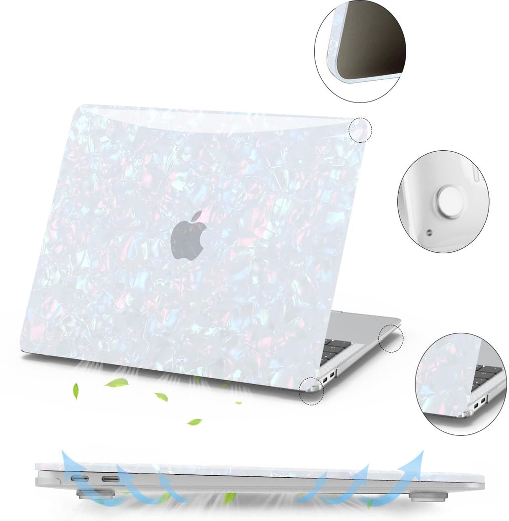 Anban for MacBook Pro 13 inch Case M2 M1 2025 2024 2023-2016, Shiny Pearl