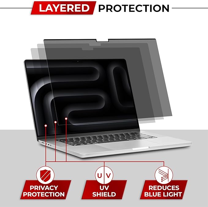 Magnetic Privacy Screen for MacBook Pro 16 Inch (2021-2024, M1, M2, M3, M4, Pro, Max) Removable Laptop Privacy Filter Shield and Protector