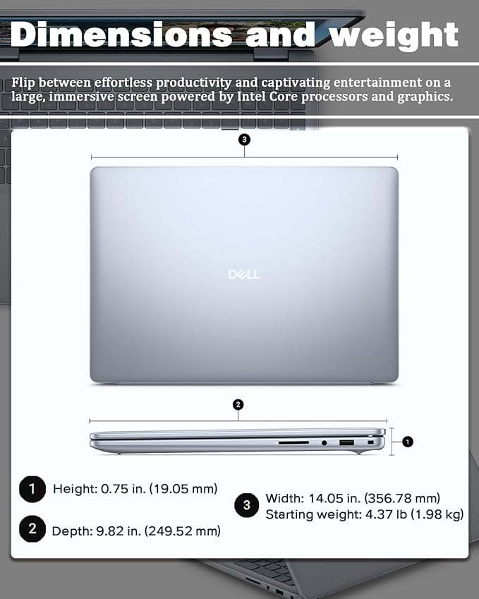 Dell Inspiron 16 Business Laptop - 16'' Touchscreen FHD+ Dsiaplay, Intel 10-Core 7 150U(Up to 5.4GHz) Express Charge, Backlit Keyboard, Windows 11 pro, Fingerprint (64GB RAM | 1TB SSD
