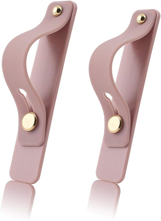 Removable and Reusable Cell Phone Grip Strap, Yetaida Telescopic Finger Kickstand Bracket Universal Silicone Phone Holder Stand and Portable Finger Loop for Most Smartphones Case (Pink)