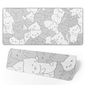 White Kawaii Cats E-Sport Mouse Pad Large Desk Mat Non-Slip Rubber Base Stitched Edge Keyboard Mouse Pad for Office Home E-Sport Computer Laptop, 31.5×11.8 Inches