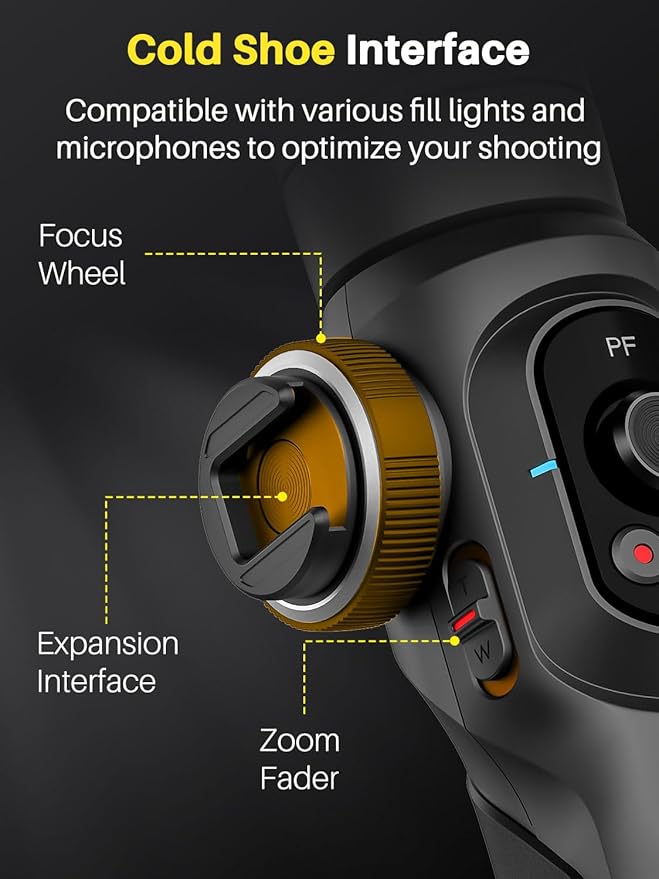 Professional Gimbal Stabilizer for Smartphone,Built-in 18CM Extension Rod and Powerful Fill Light,360°Inception,Face&Object Tracking Stabilizer,3-Axis Gimbal for iPhone& Android-Smart S2