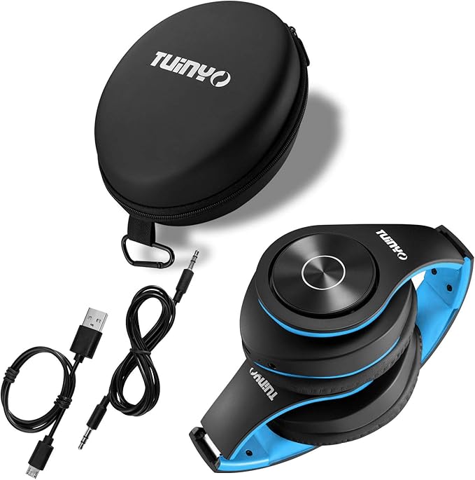 TUINYO Wireless Bluetooth Headphones - Over Ear Headset with 40H Playtime, Deep Bass, Memory-Protein Earmuffs, Mic & Wired Mode - Compatible with PC, Cell Phones & TV | Model