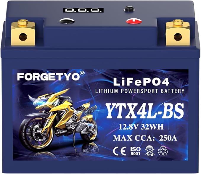 YTX4L-BS Lithium Motorcycle Battery, ATV Battery 12V 2.5AH 250CCA Compatible with Scooter, Snowmobile, Jet Ski, Scooter, PWC & More