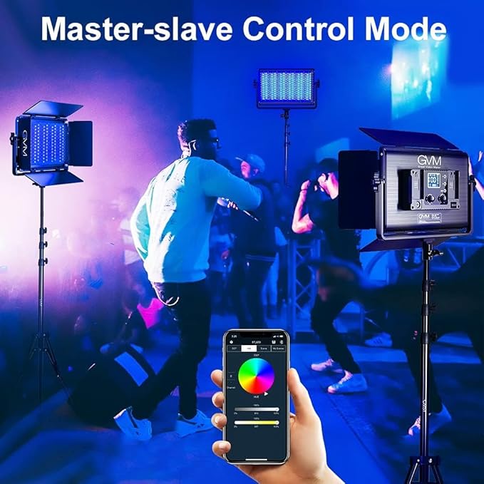 GVM 1300D RGB LED Video Light, 65W Video Lighting Kit with Bluetooth Control, 25000lux/0.5m, 2 Packs Led Panel Light for YouTube Studio, Video Shooting, Broadcasting, Conference, 18 Kinds Scene Modes
