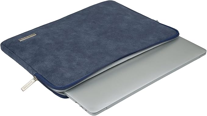 RAINYEAR 16 Inch Laptop Sleeve PU Suede Leather Case Protective Padded Cover Water Resistant Carrying Bag Compatible with 16" MacBook Pro/Max A2780 A2991 A3403 A3186 A2141 A2485 (Deep Blue)