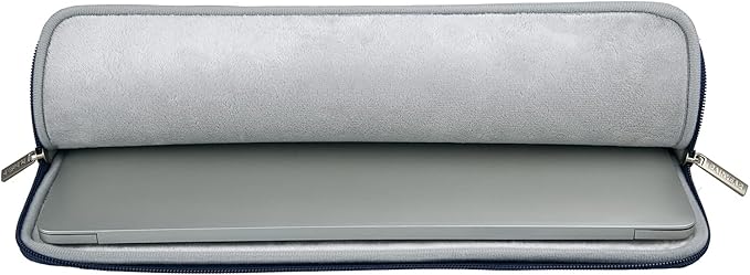 RAINYEAR 13 Inch Laptop Sleeve PU Suede Leather Case Protective Cover Water Resistant Bag Compatible with 13.3 Notebook Computer Chromebook,14" MacBook M1 M2 M3 M4,13.5 Surface Laptop(Deep Blue)