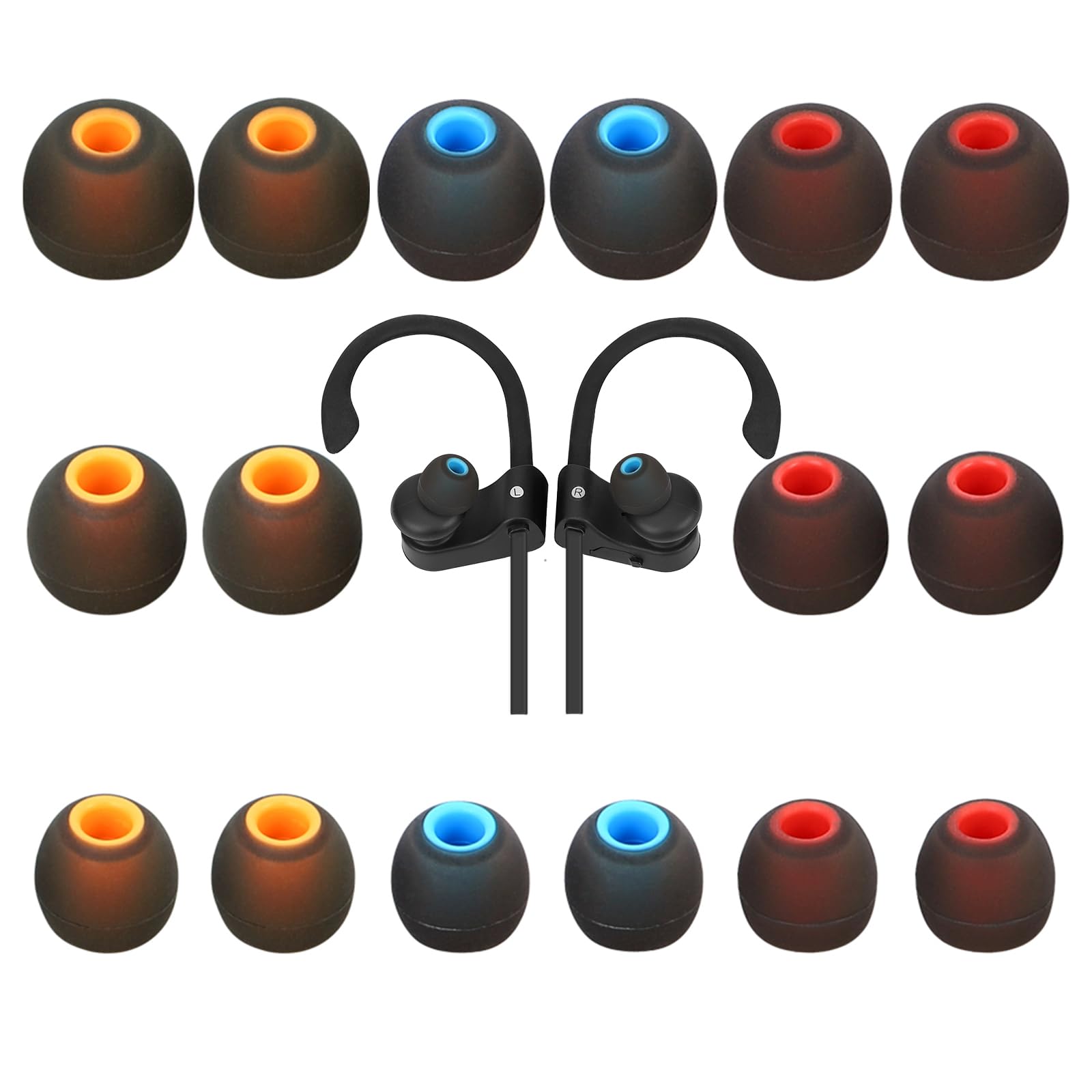 TSZYYM Earbud Tips Ear Bud Tips Soft Anti Slip Washable and Reusable Silicone Replacement Earbud Tips Fit Most in-Ear Earbuds(Inner Hole 3.8mm -5.1mm) 18pcs S M L