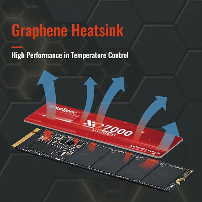 KingSpec XG7000 512GB NVMe SSD PCIe 4.0-7400MB/s Read Speed, 3D TLC NAND M.2 2280 Internal SSD, Compatible with Gaming PC, Laptop, PS5 Console