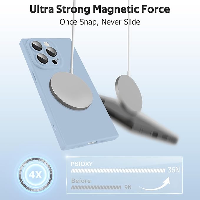 Designed for iPhone 15 Pro Max Case Compatible with Magsafe Cover Camera Lens Protector Military Grade Protection Shockproof Soft TPU Slim Magnetic Phone Case for iPhone 15 Pro Max Blue