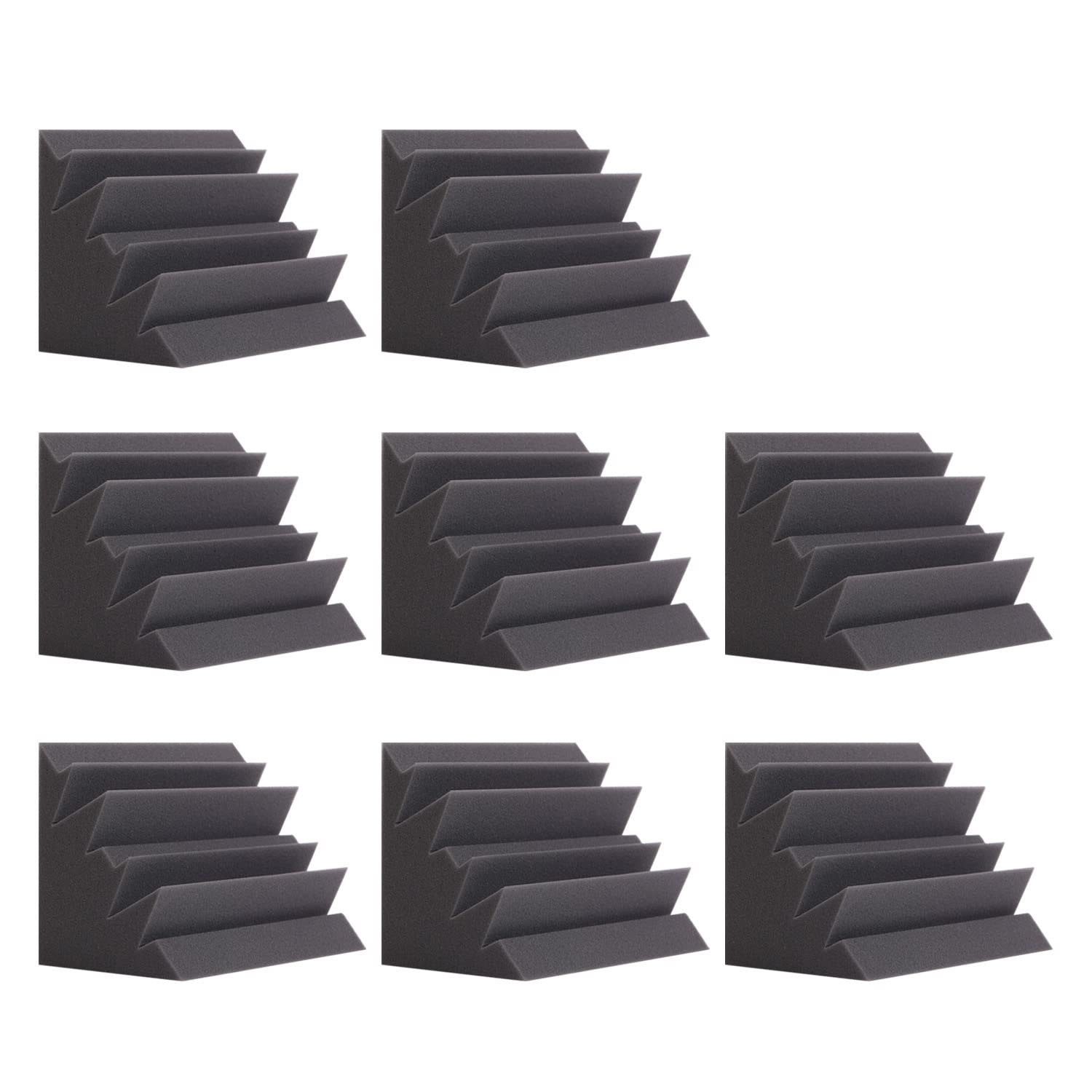 8 Pack - Bass Traps Acoustic Foam Corner, 8''x8''x12'' Black Bass Traps Corner Studio Foam, High Density and Fire-Proof Acoustic Panels Recording Studio Acoustical Treatments