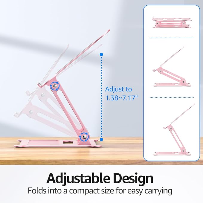 Urmust Laptop Stand for Desk Aluminum Computer Stand Riser Holder for Laptop Compatible with MacBook Air Pro, Dell, HP, Lenovo Samsung, Alienware All Laptops 11-15.6"(Black)