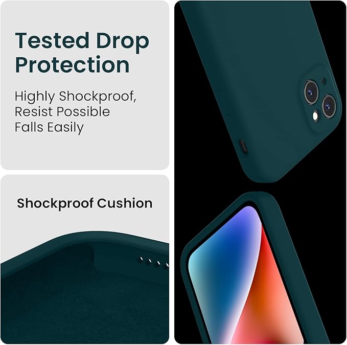 FireNova Designed for iPhone 13 Case, Silicone Upgraded [Camera Protection] Phone Case with [2 Screen Protectors], Soft Anti-Scratch Microfiber Lining Inside, 6.1 inch, Teal