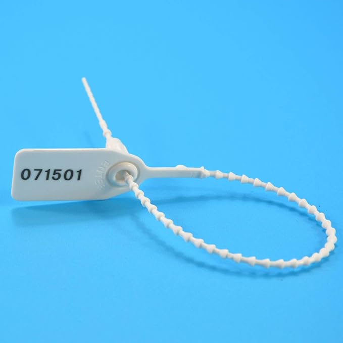 1000 Numbered Plastic Tamper Seals, Zip Ties for Fire Extinguishers Pull Tite Security Tags Disposable Self-Locking Signage - Label Tie 250mm Length (1000 PCS, White)