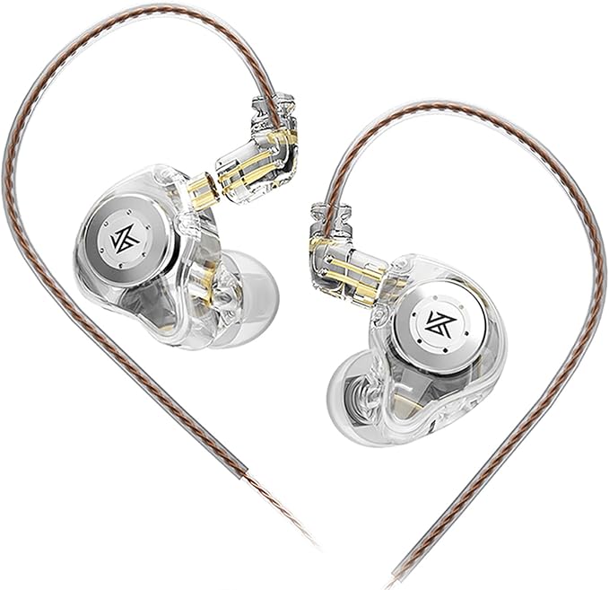 keephifi KZ EDX Pro in Ear Monitor Headphones KZ IEM Earphones Dual DD HiFi Stereo Sound Stage Earphones Wired Noise Cancelling Gaming Earbuds for Musicians Singer Audiophiles (White, No Mic)
