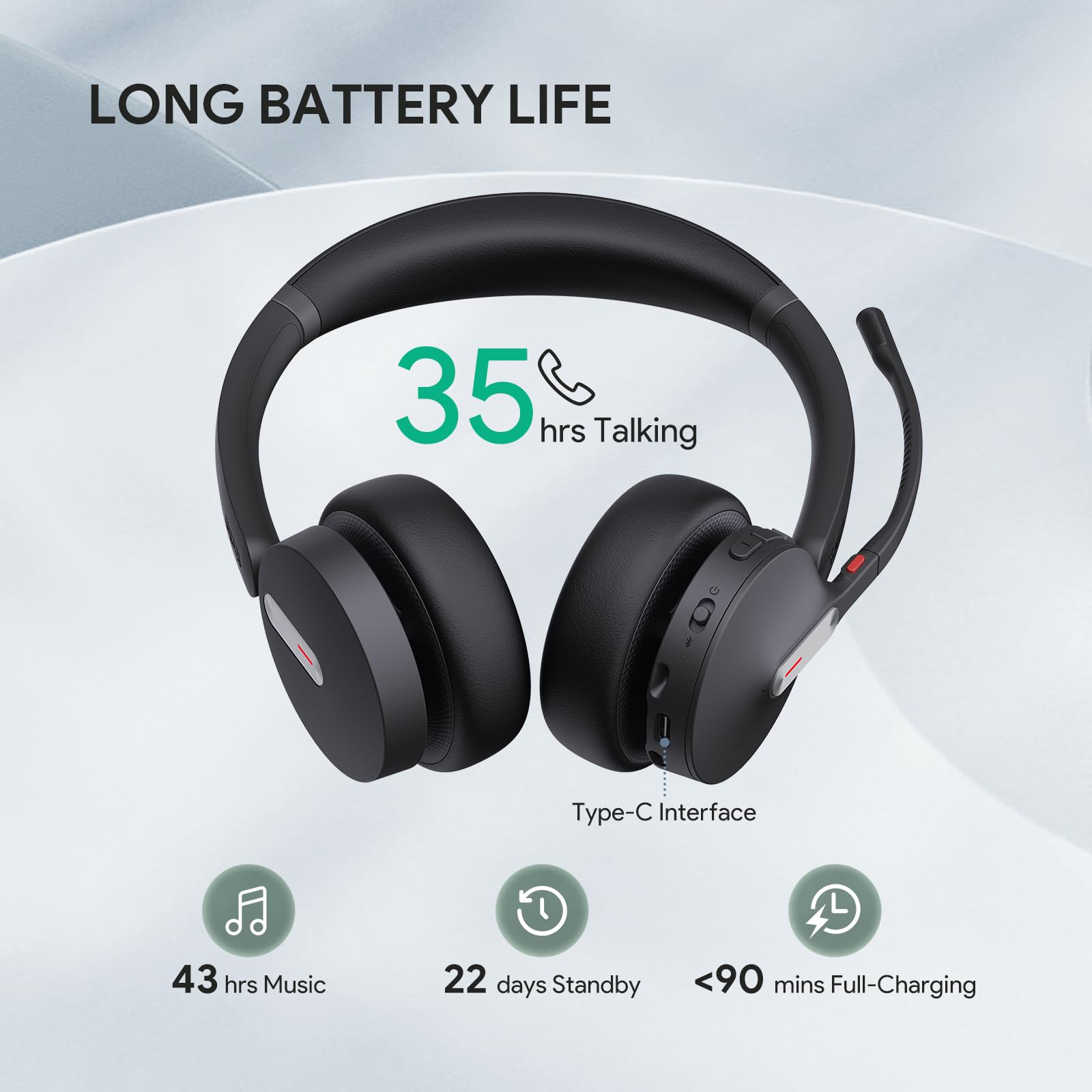 Yealink BH70 with Stand, Wireless Teams Headset with AI Mic Flip-to-Mute
