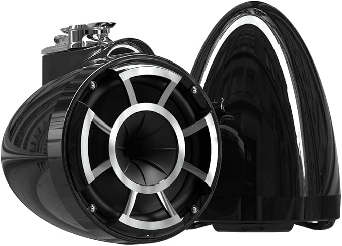 wet sounds Rev 8 Black V2 Revolution Series 8" Black Tower Speakers w/Swivel Clamp Base Mount