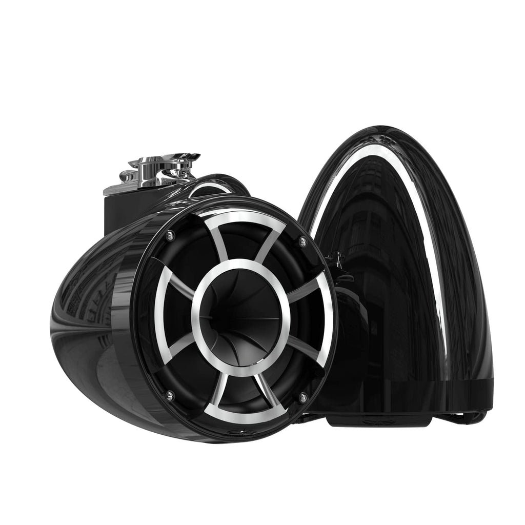 wet sounds Rev 8 Black V2 Revolution Series 8" Black Tower Speakers w/Swivel Clamp Base Mount
