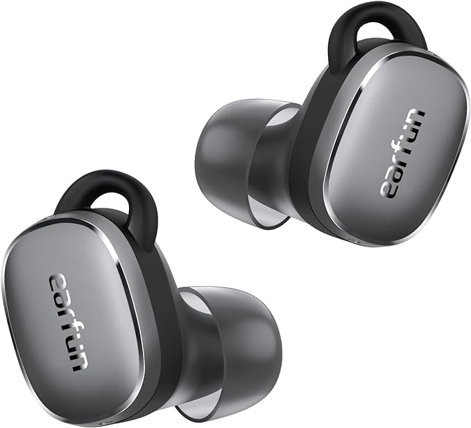 EarFun Free Pro 3 Noise Cancelling Wireless Earbuds, Hi-Res Sound, Snapdragon Sound with Qualcomm aptX™ Adaptive, 6 Mics ENC, Bluetooth 5.3 Earbuds, Multipoint Connection, Custom App, Wireless Charge