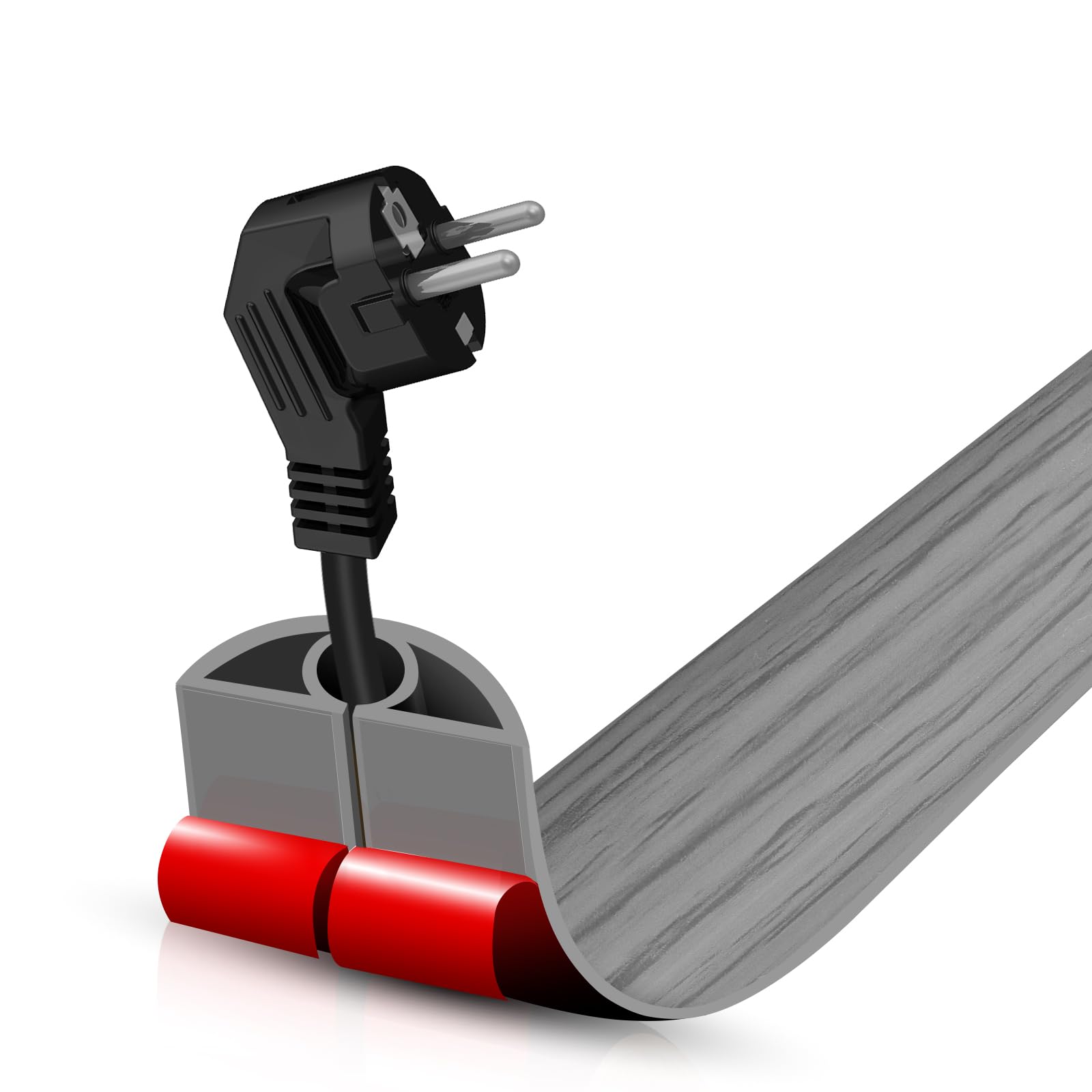 Floor Cord Cover Self Adhesive Cord Hider,3.3FT Cable Management, Extension Strip Protector for Wires, Prevent Cable Trips for Offices, Gyms, Exhibitions Cavity:0.3"(W) x 0.28"(H) Gray Wood